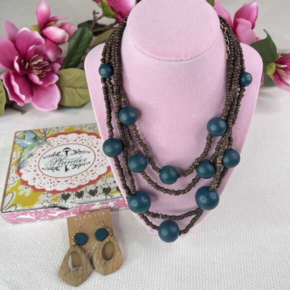 Plunder Design Fashion Jewelry Boutique Boho Necklace Earrings Set New - Picture 4 of 9